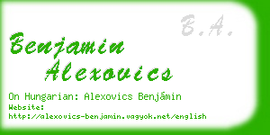 benjamin alexovics business card